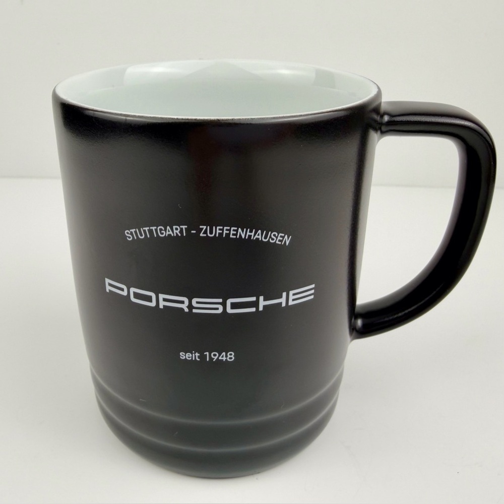 Porsche Black Matte Coffee Mug Kahla Germany Stuttgart Zuffenhausen